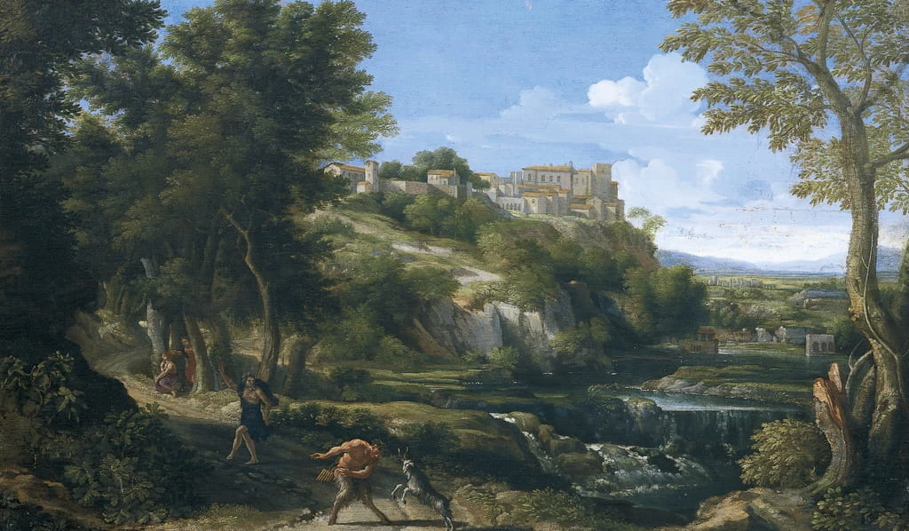 Paesaggio con fauno danzante e ninfa